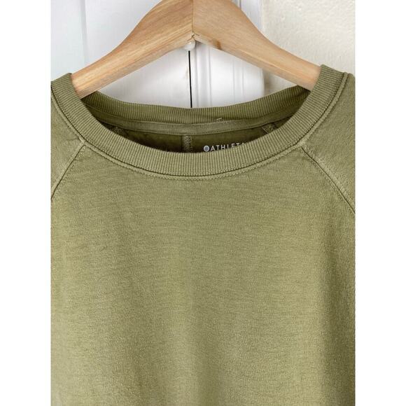 Athleta Women's S Shadow Olive Green Cream Sundown Dip Dye Sweatshirt - Picture 4 of 9